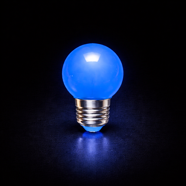 LED kogellamp Ø45 - 1W E27 Blauw - PrikkabelXL