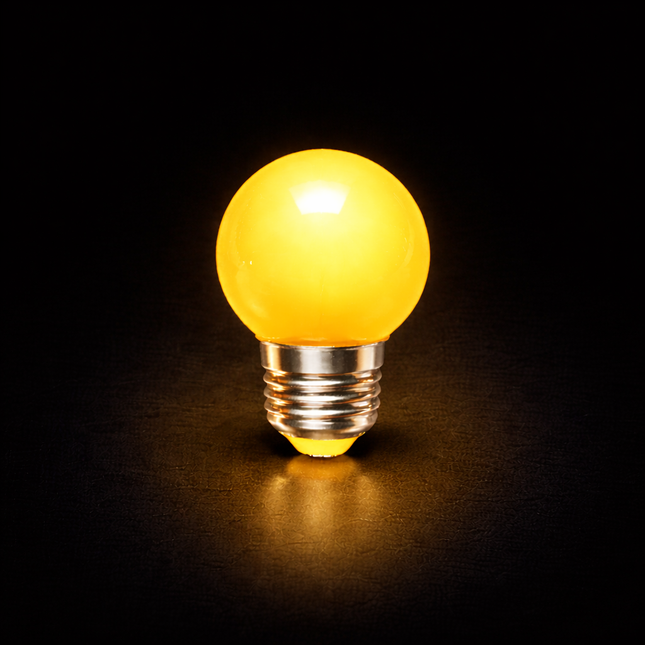 LED kogellamp Ø45 - 1W E27 Geel - PrikkabelXL