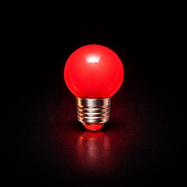LED kogellamp Ø45 - 1W E27 Rood - PrikkabelXL