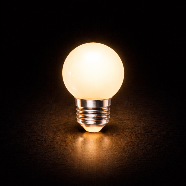 LED kogellamp Ø45 - 1W E27 warmwit (2700K) melkwitte kap