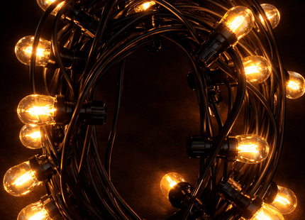 Prikkabel Classic 5 meter set – 1 Watt warmwitte filament LED lampen (2700K)